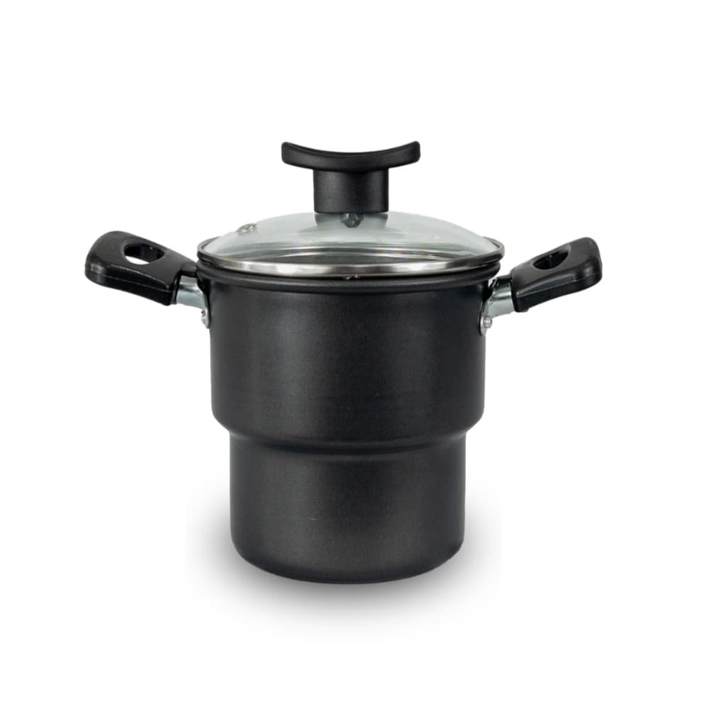 Cuscuzeiro Antiaderente Tampa de Vidro Teflon 14cm Cor Preto