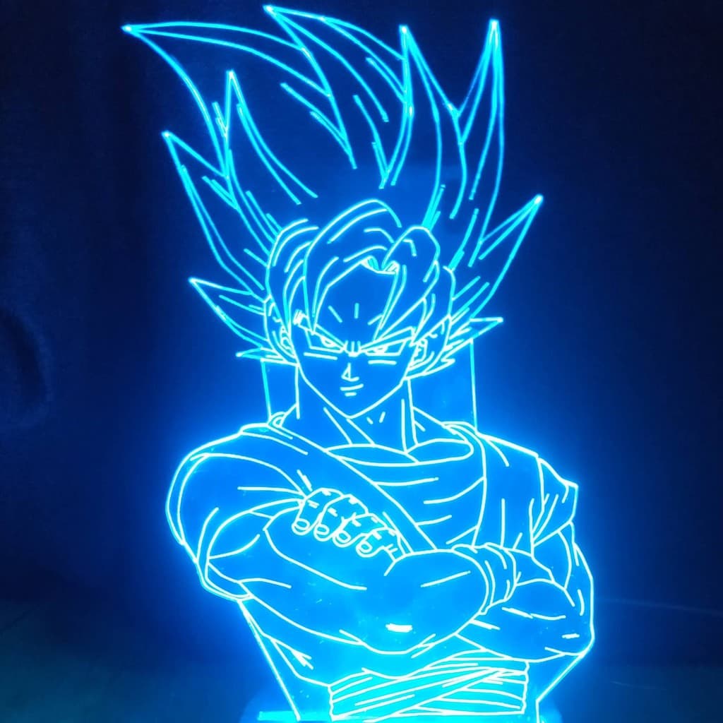 Luminária Goku Abajur Quarto Boneco Figure Dragonball Led Mesa Decoração 3d Nerd Mangá Dragon Ball