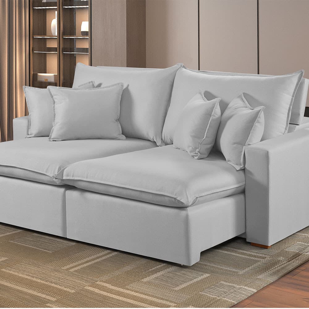 Sofá Retrátil e Reclinável 4 Lugares M-196 2,50m Molas Ensacadas Pillow Top Almofadas Estofados Martins