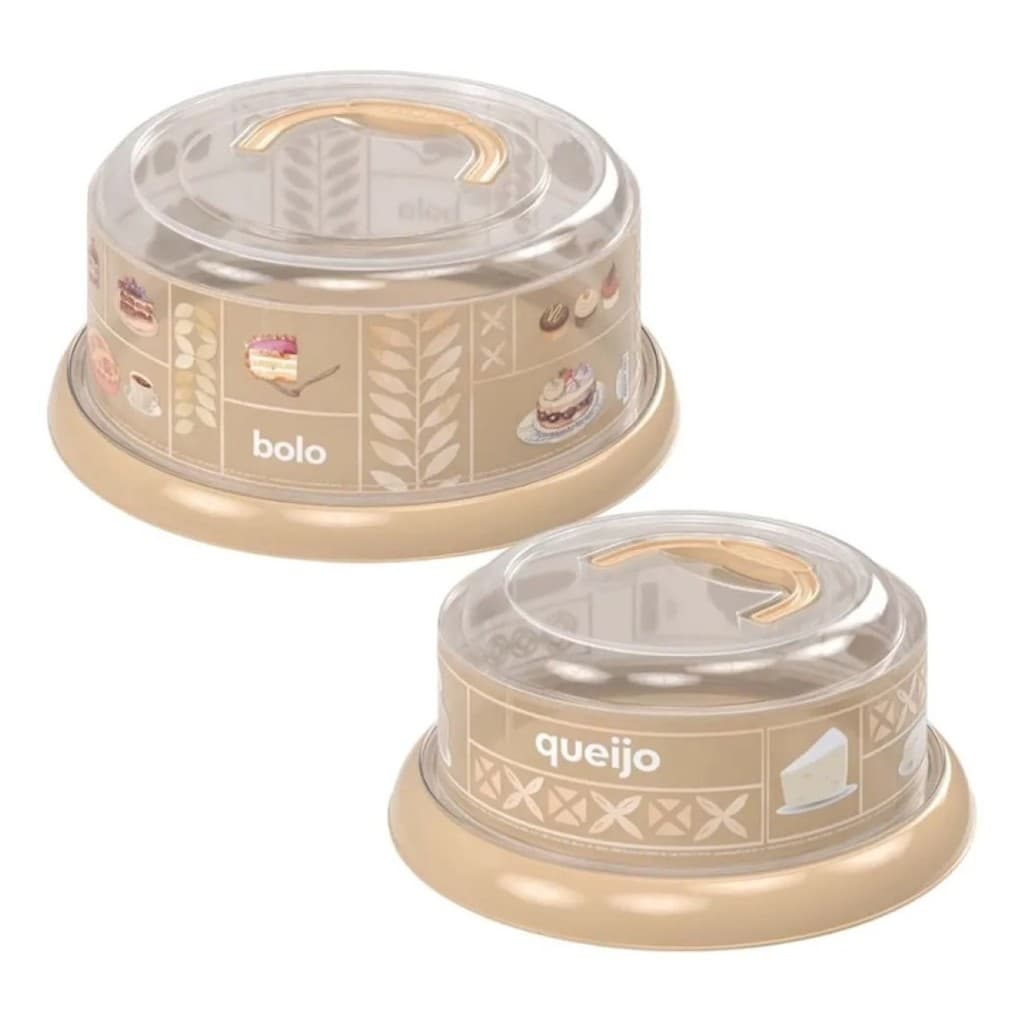 Kit Café Da Manhã com Queijeira e Boleira Decorada Plasútil