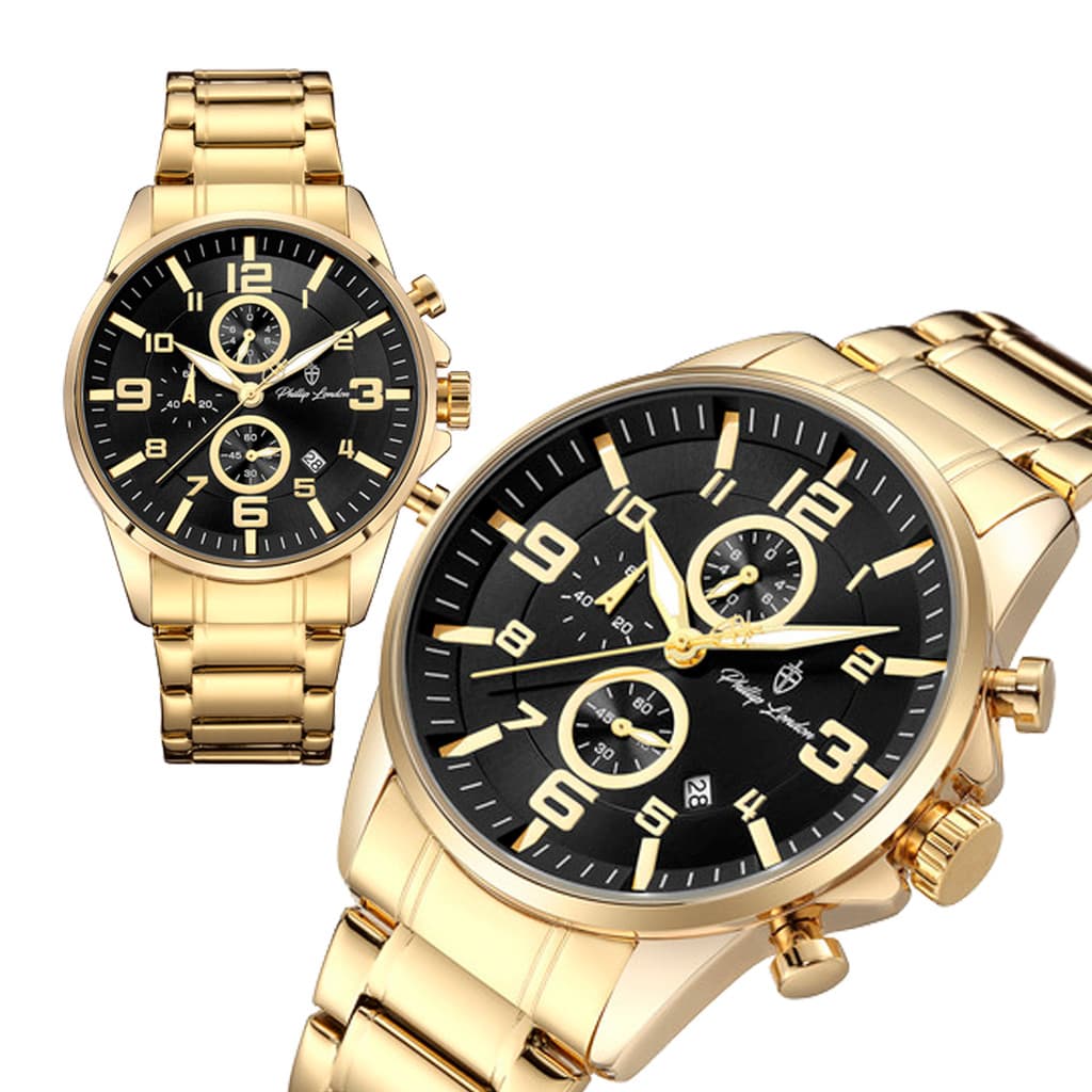 Relógio Masculino Phillip London Chelsea Gold Black