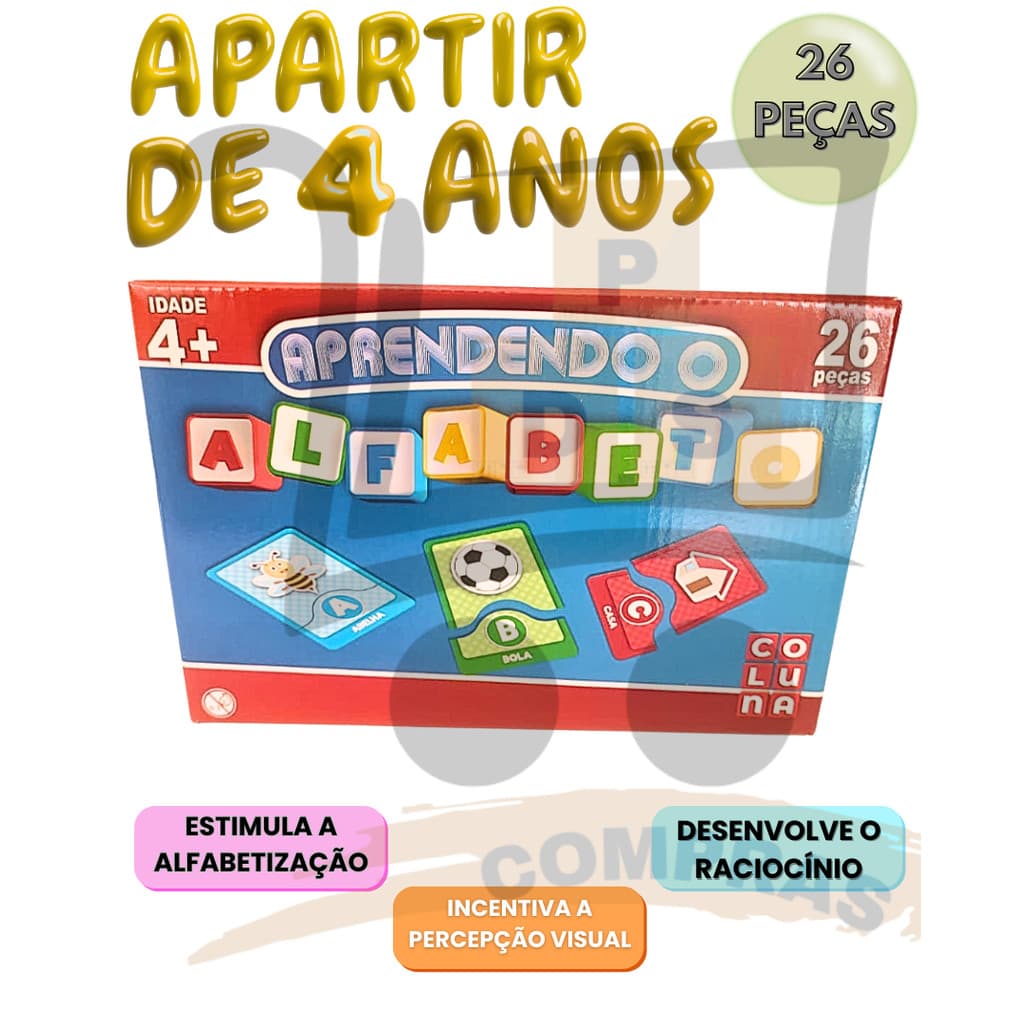 Jogo Educativo Infantis Aprendendo O Alfabeto 26 Peças Pedagógico Alfabetização Coluna Brinquedos