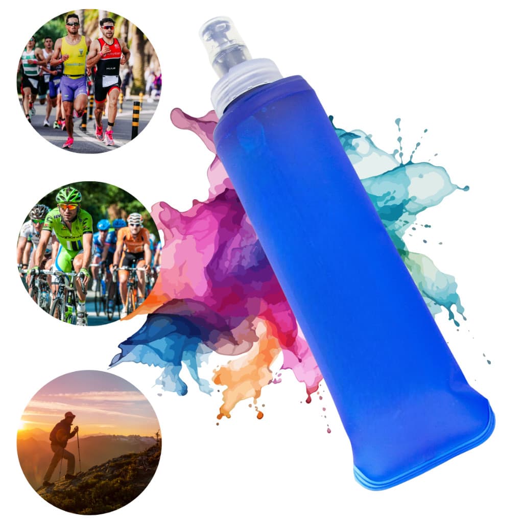 Garrafa De água Corrida Flexível Dobravel De Silicone Para Academia Soft Water Bag TPU Folding Flask 500ML