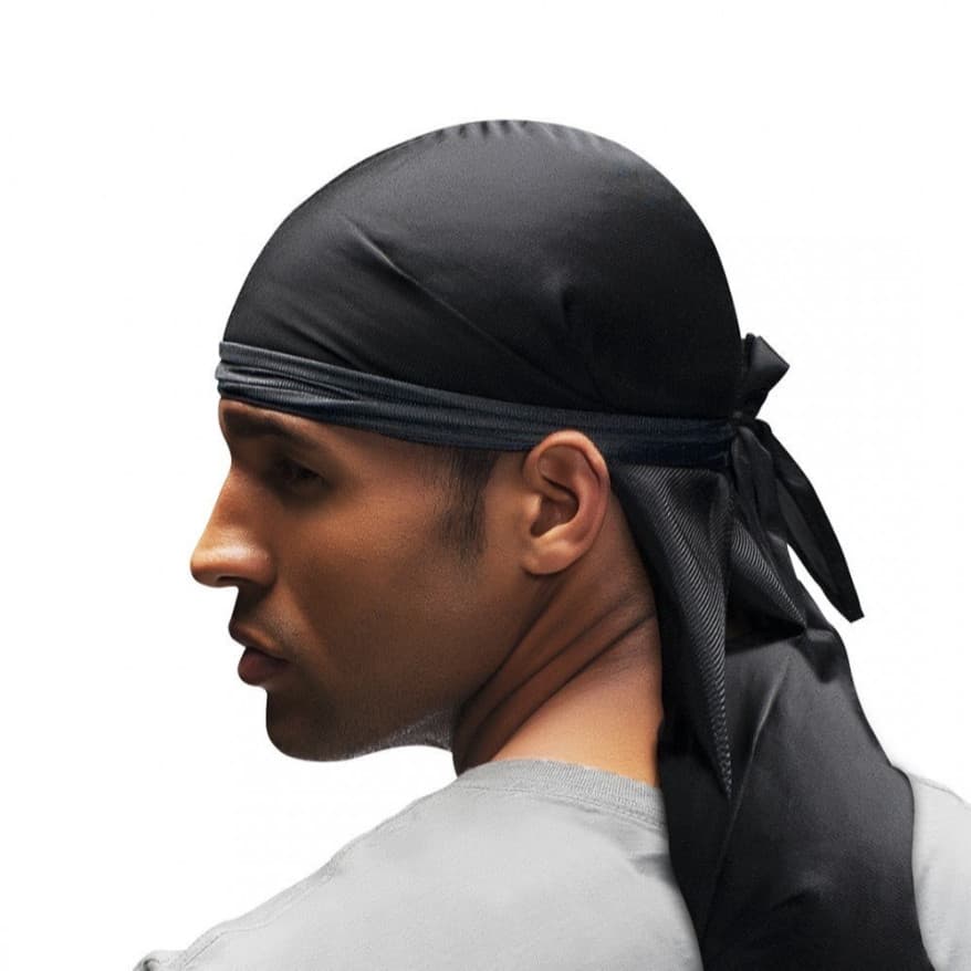 Bandana Durag Waves Touca Afro De Cetim Preto