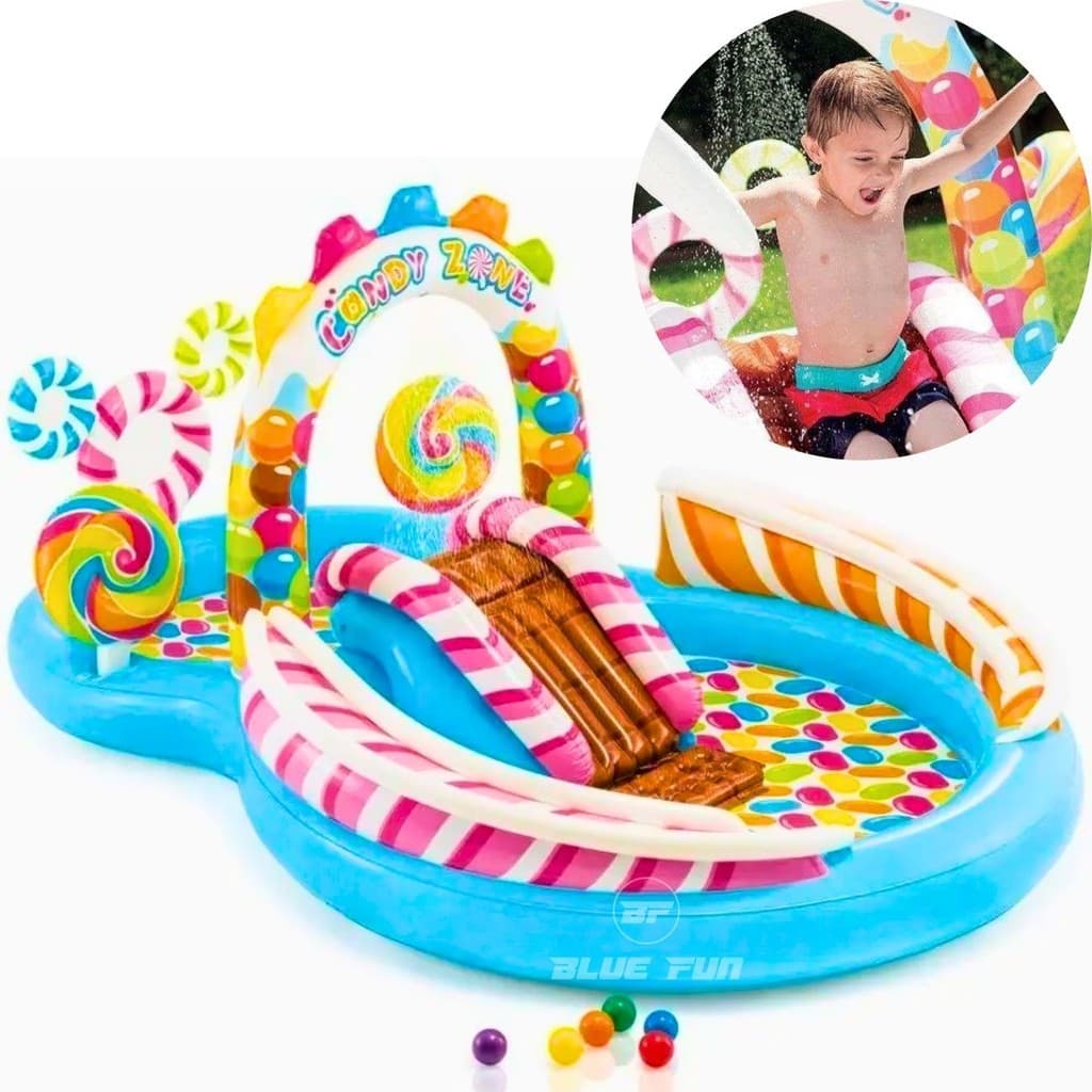 Piscina Playground Candy Zone com Escorregador Inflável e Jatos de Água - Intex 57449NP