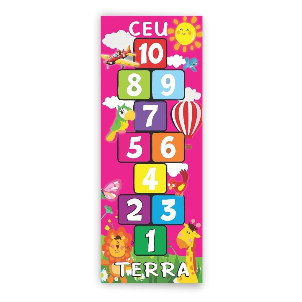 Tapete Pedagógico Amarelinha Infantil Brincadeiras Lúdicas - Atividade de Coordenação Motora