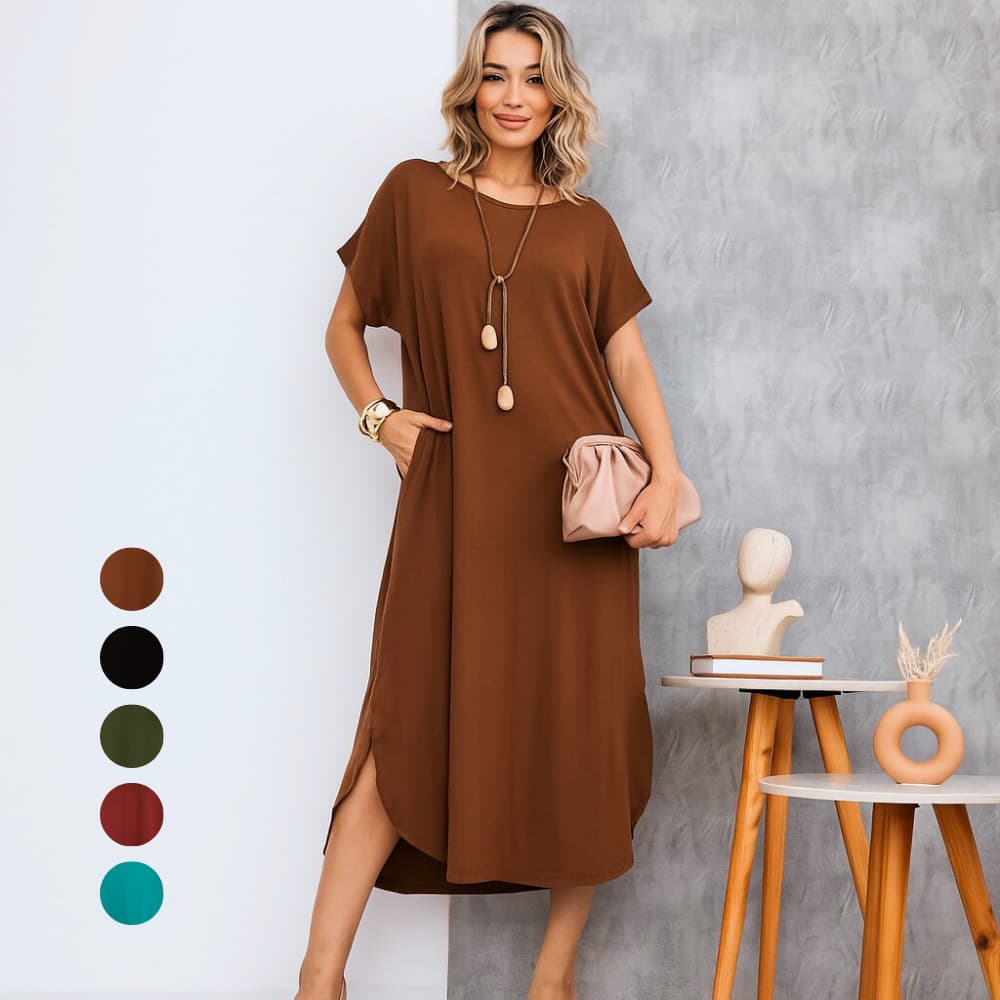 Vestido Feminino Midi Soltinho Longo Plus Size Elegante