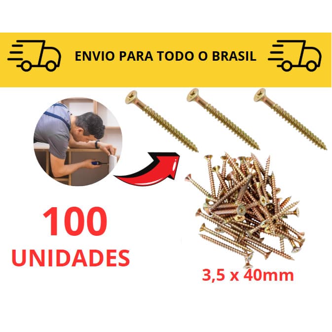 Parafuso Madeira / Chipboard  4cm para móveis 10 a 100 unidades Philips / MDF/ Móveis/ Marcenaria