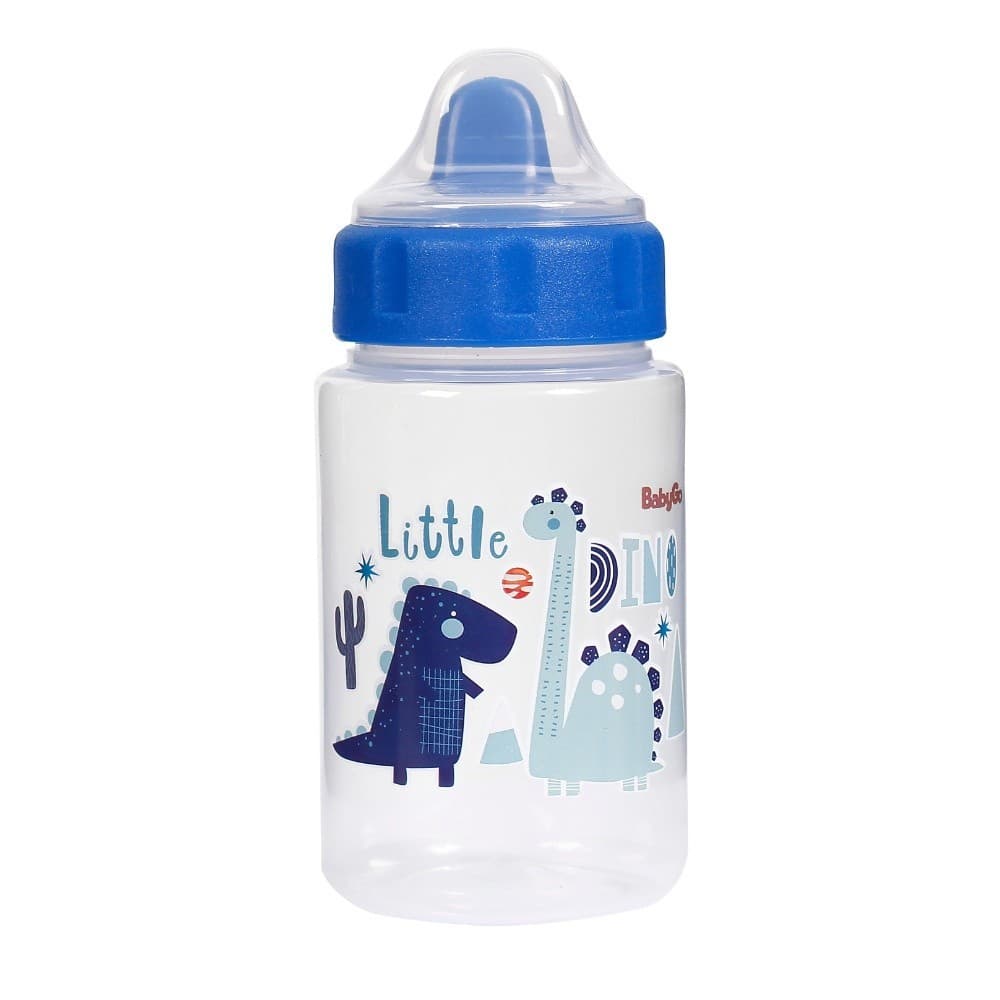 Copo de Treinamento Infantil Little Dino 340ml BabyGo com Válvula Anti-Pingo e Tampa