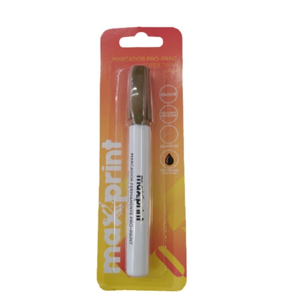 Marcador Permanente Base De Óleio Metálico Dourado - Maxprint