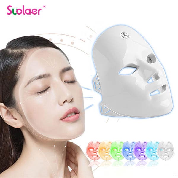 Suolaer 7 Cores Máscara De Luz LED Recarregável Cuidados Com A Pele Uso Doméstico Dispositivos Faciais De Beleza Facial