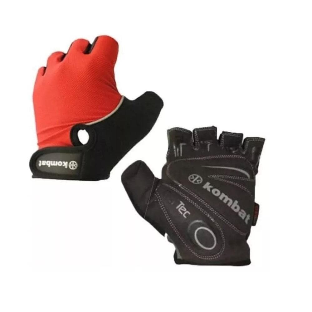 Par Luva Ciclismo Kombat Gel Confortavel Vermelha Tamanho M