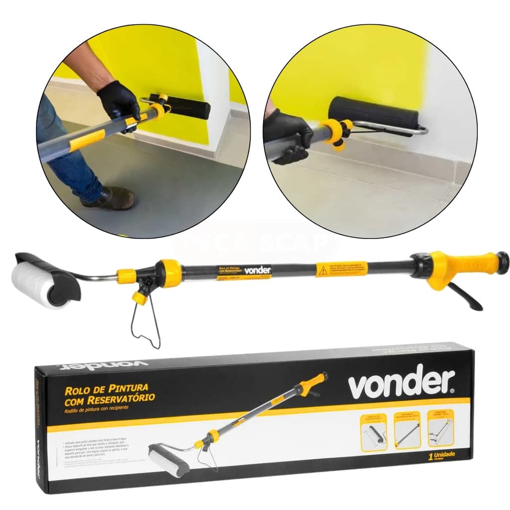 Rolo De Pintura Profissional Vonder Rerservatório De 500ML Anti-Respingo - Pinturas de Parede e Teto