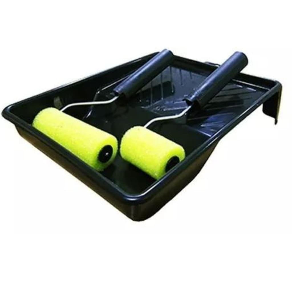 Kit Para Pintura com  Bandeja 2 Rolinhos Espuma Reforma Bricolagem