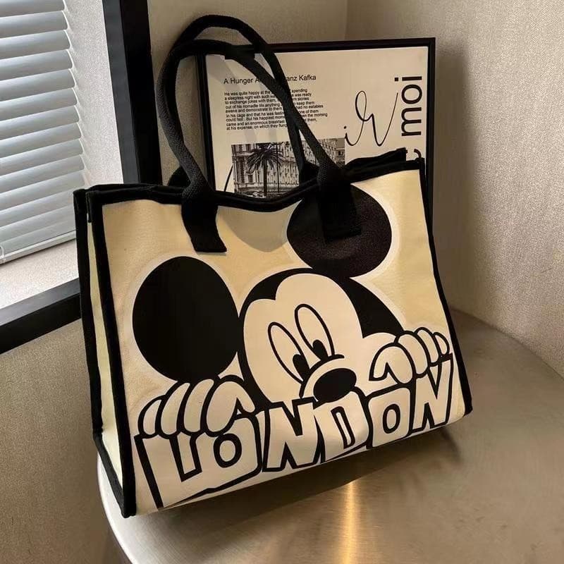 Bolsa de lona de grande capacidade Bolsa de compras Bolsa de armazenamento de desenhos animados Sacola Mickey Mouse