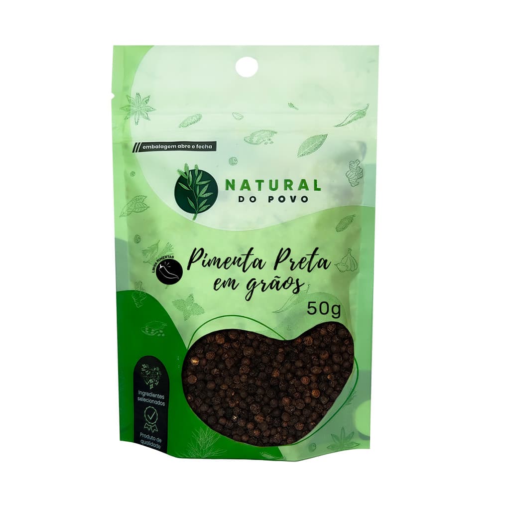 Pimenta Preta em Grãos Selecionados Premium Alta Qualidade 50g
