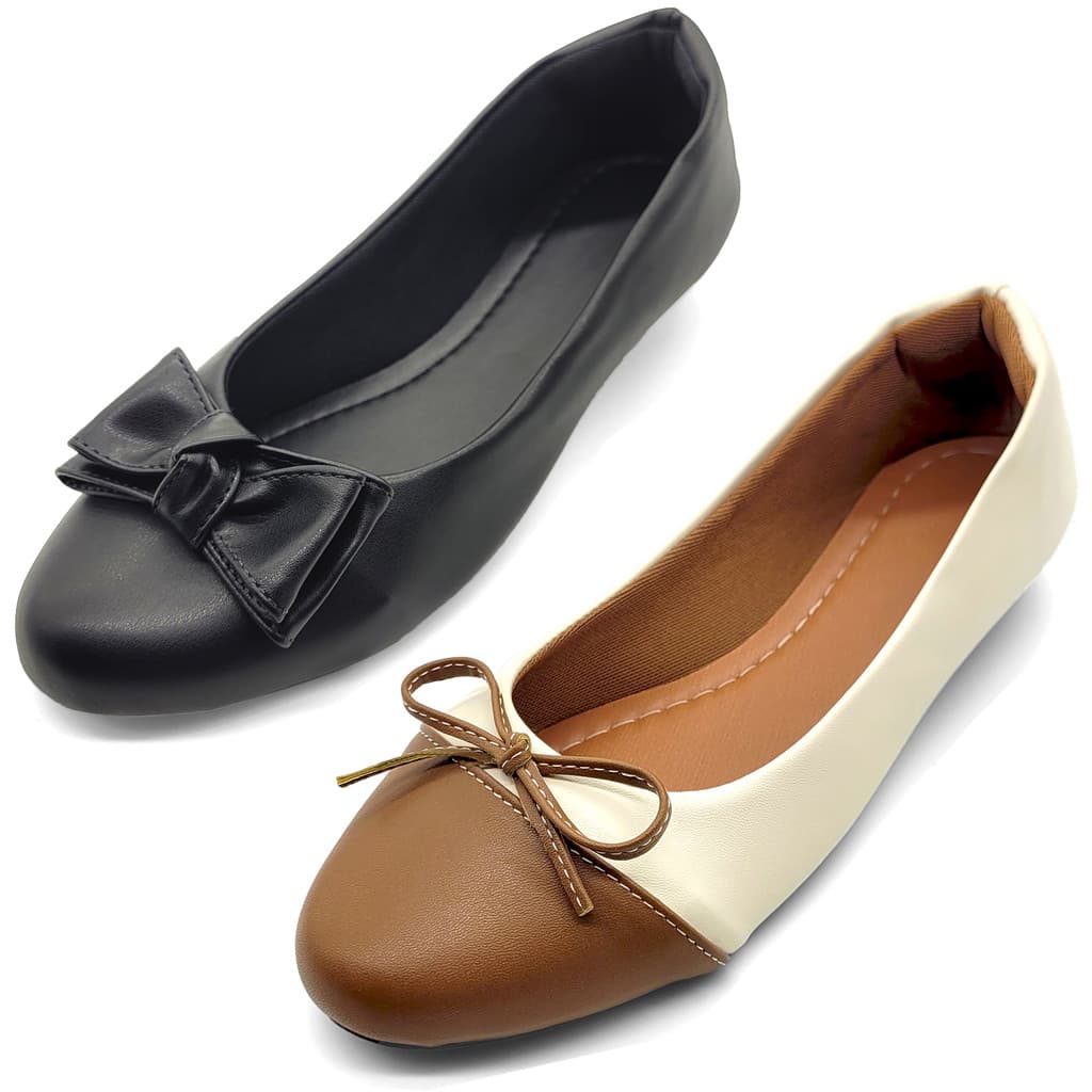 Kit 2 Sapatilha Feminina Laço Bico Redondo Casual Confort Luxo Moda Social Calçado Feminino
