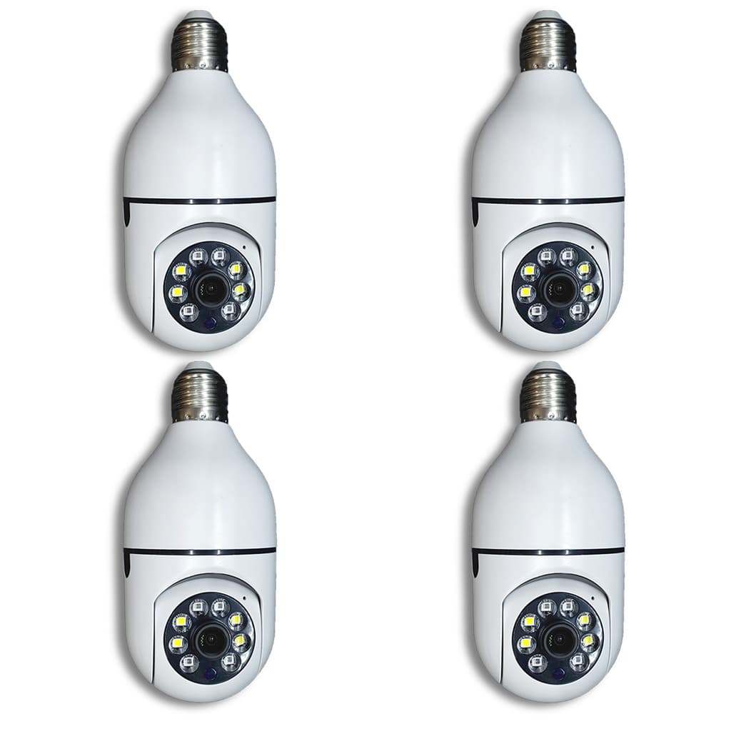 Kit 4 Camera Ip Segurança Lampada Panoramica Rastreio Wifi Espia