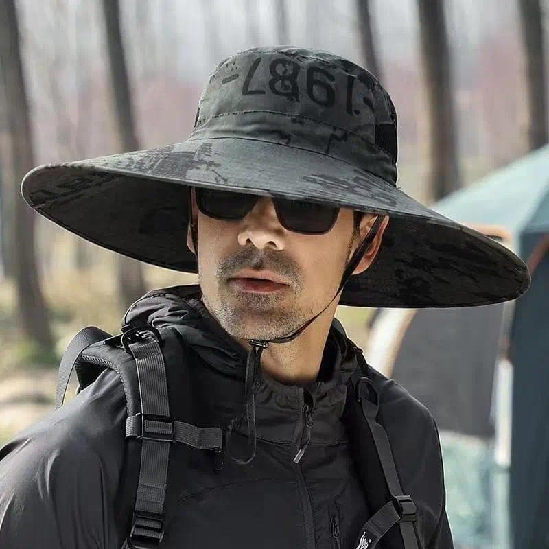 15CM Large Brimmed for Men's Outdoor Sunshade and Sunscreen Hat, Summer Sun Hat, Fishing Hat, Mountaineering Fisherm
