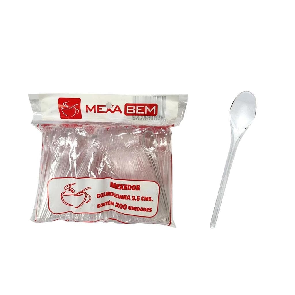 Palheta Mexedor Colherinha 9,5 Cm Pct 200 Mexa Bem