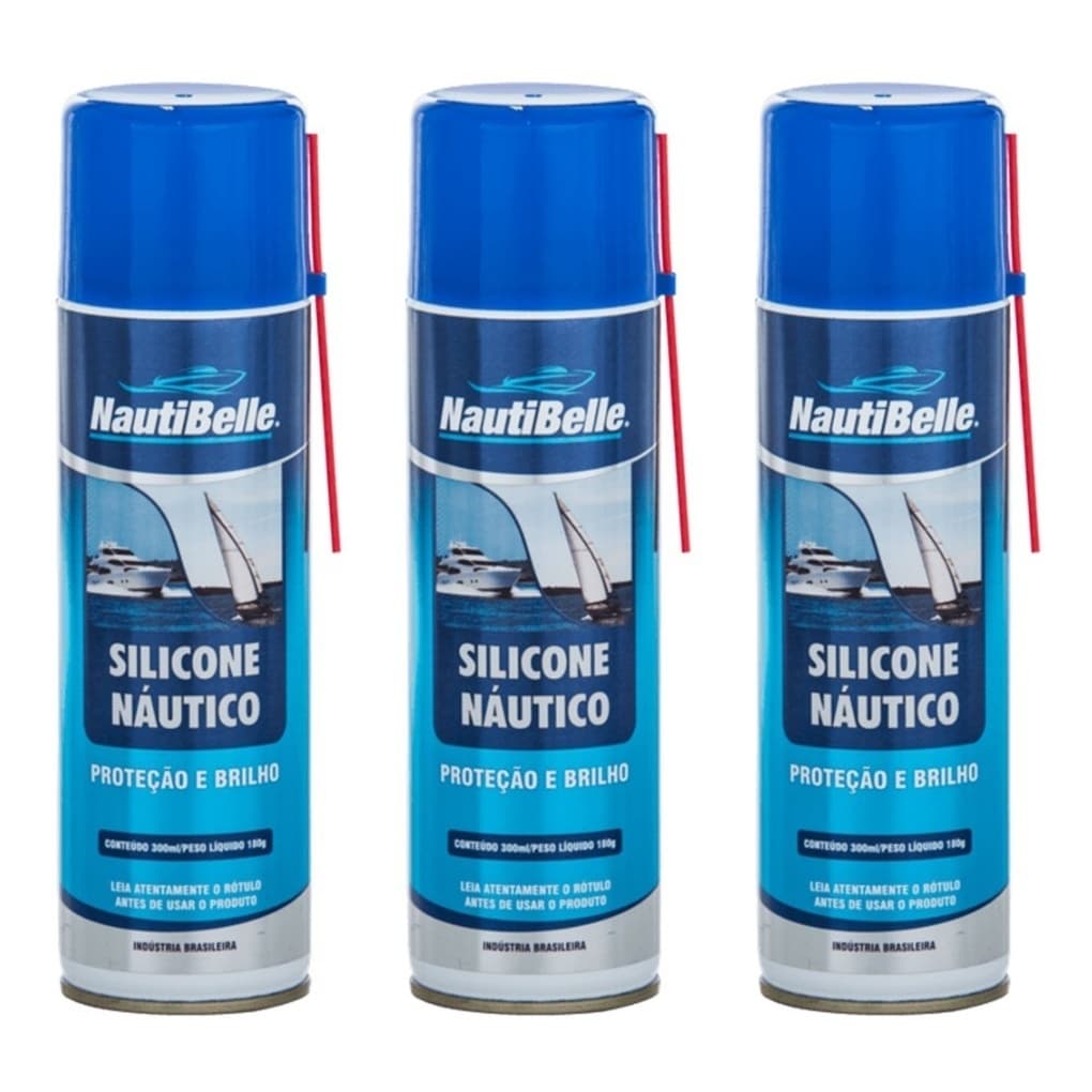 Silicone Náutico Nautibelle em Spray 300 ml Kit C/ 3unid
