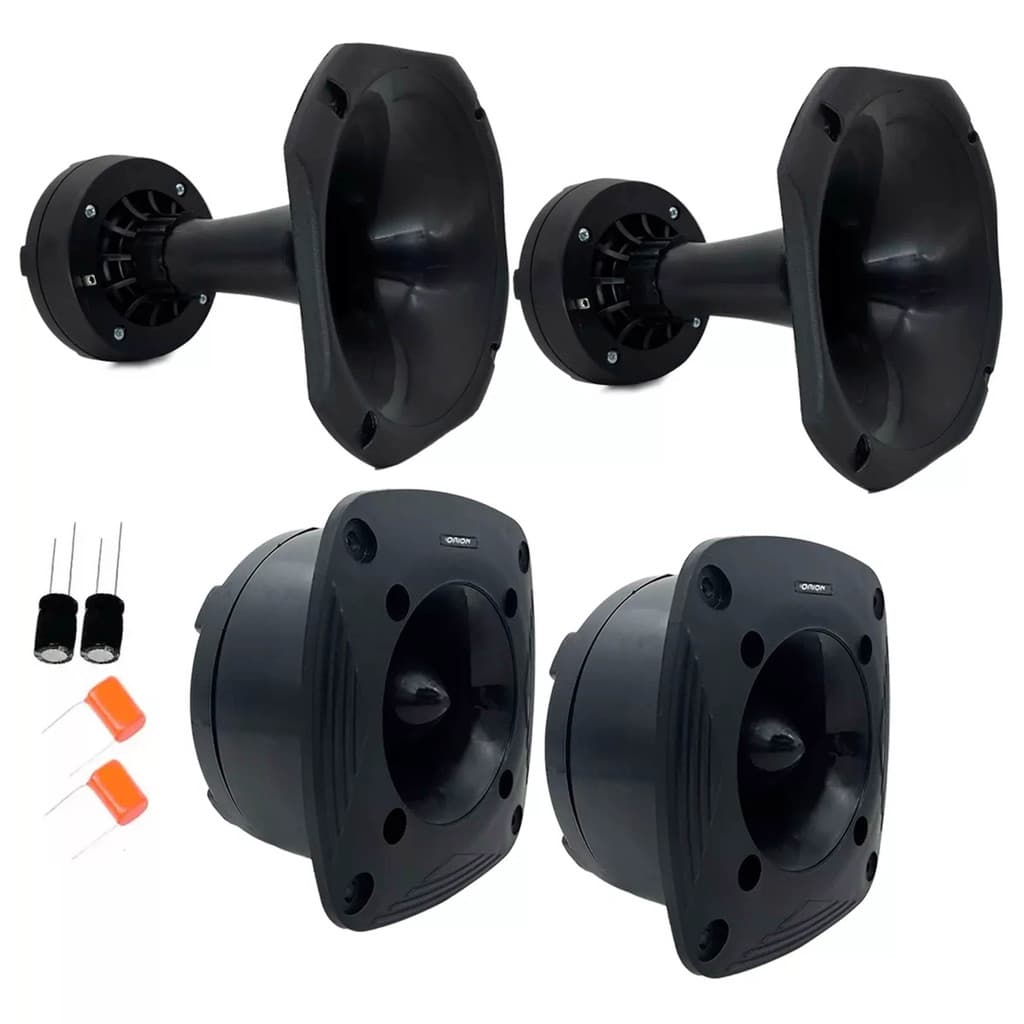 Kit 2 Driver 2 Tweeter 2 Corneta Curta Orion + Capacitores