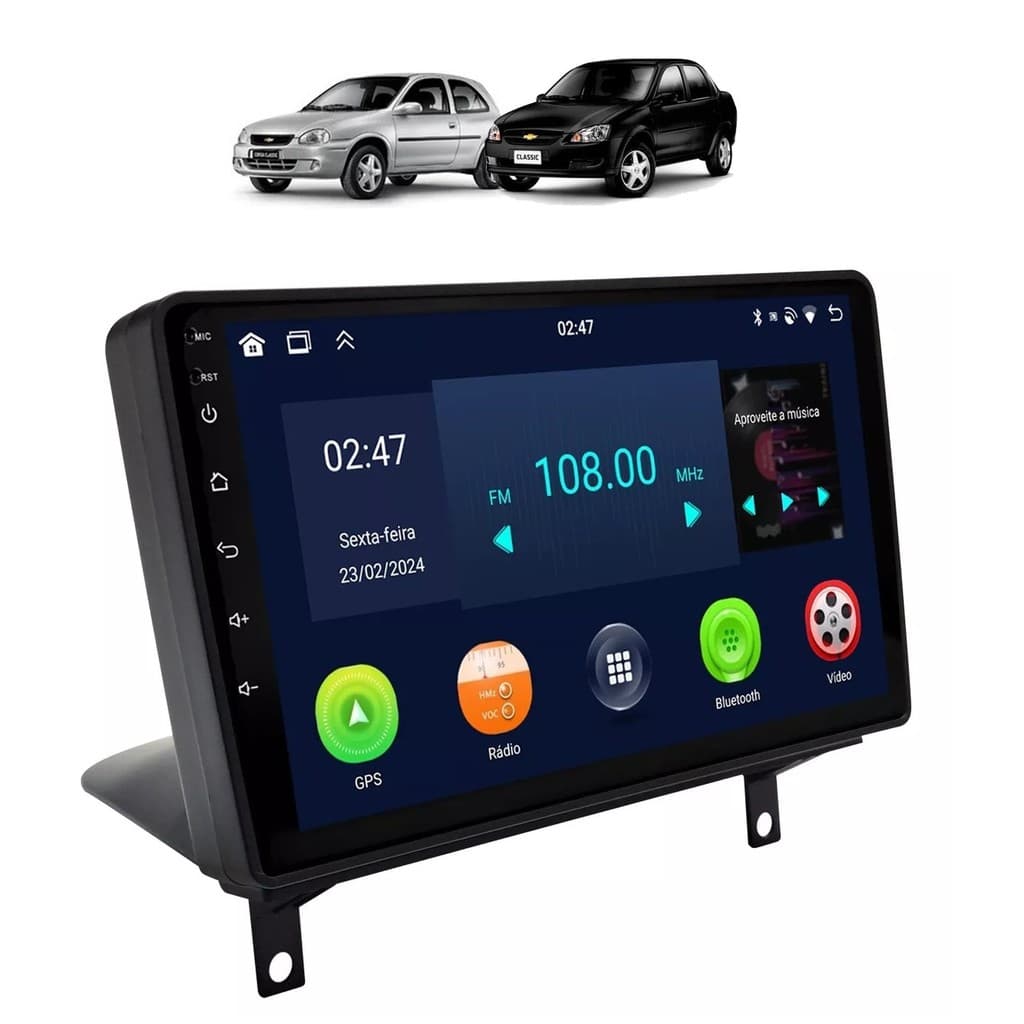 Kit Multimídia Corsa Classic 9 Pol Android Carplay Gps 2/32GB - Roadstar 915BR