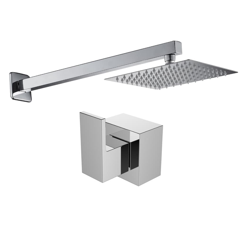 Kit Ducha 20x20 slim Piscina + Acabamento Alavanca para Registro 1/2 - 3/4 padrão Deca Metal Cromado