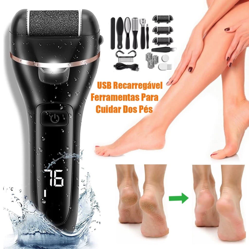 kit 18 em 1 Lixador de Pé Elétrico, esfoliante elétrico,ferramenta para cuidados com os pés com carregamento USB