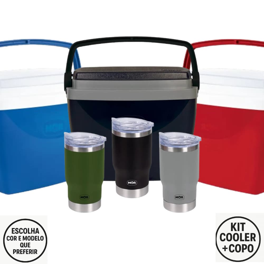 Kit Caixa Térmica 6 Litros + Copo Térmico 5em1 420ml MOR