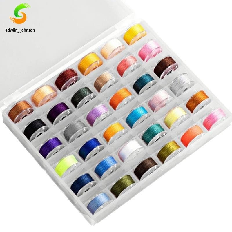 36 Linhas De Costura E Bobinas , Conjunto De Linha De Cores Com Caixa De Plástico De Armazenamento , Máquina Doméstica ,