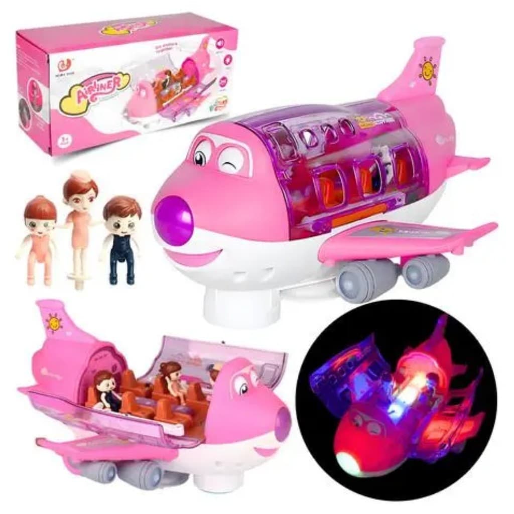 Brinquedo Interativo Rosa Infantil Feminino Avião Educativo Com Som e Luz Entrega Imediata Alta Qualidade Para Filhas