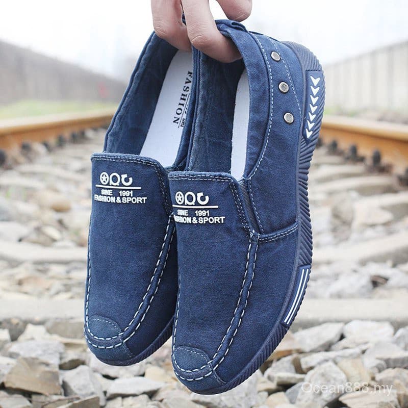 Tênis De Tecido Jeans Masculino Slip-On Respirável Casual Mocassins De Verão TPOL