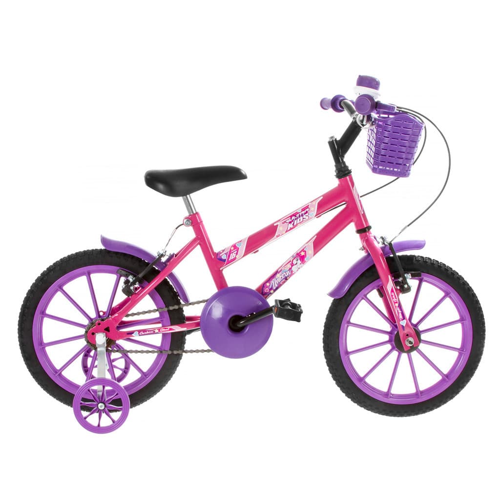 Bicicleta Infantil Aro 16 Freios V-brakes Com Rodinhas Cestinha Ultra Bikes Feminina de 4 a 7 anos