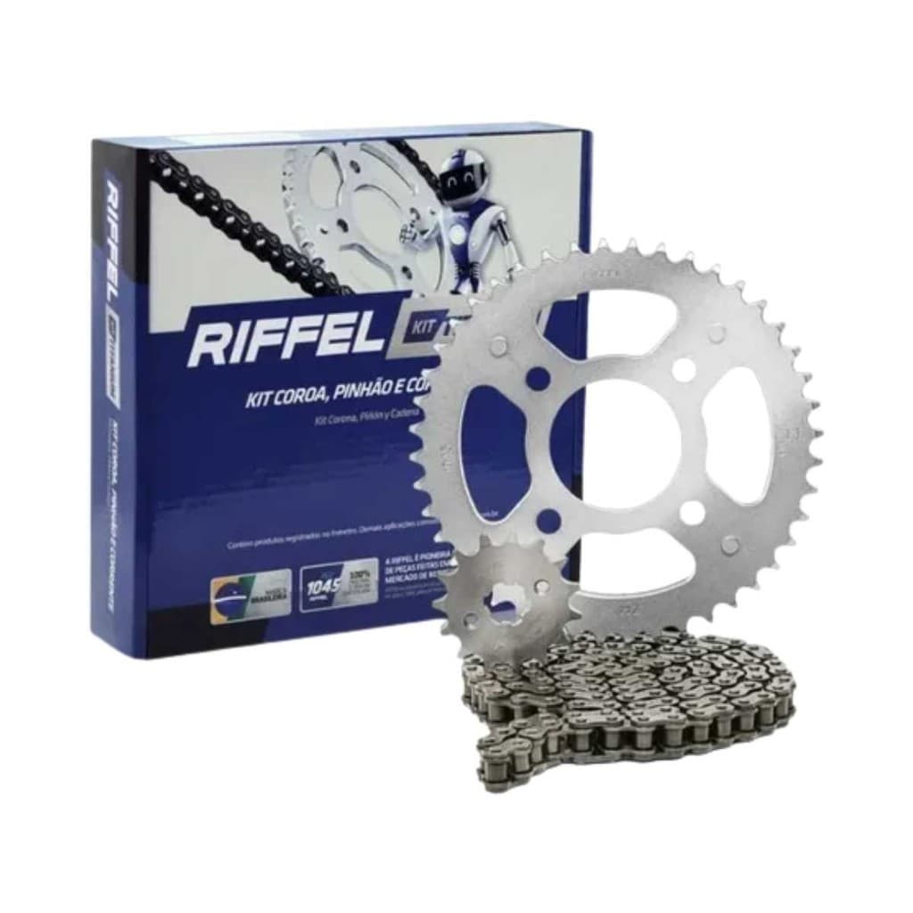 KIT RELAÇÃO S/RET FACTOR 150 16..22 / YBR 125i  39D PINHAO 14Z  RIFFEL 428HX124L