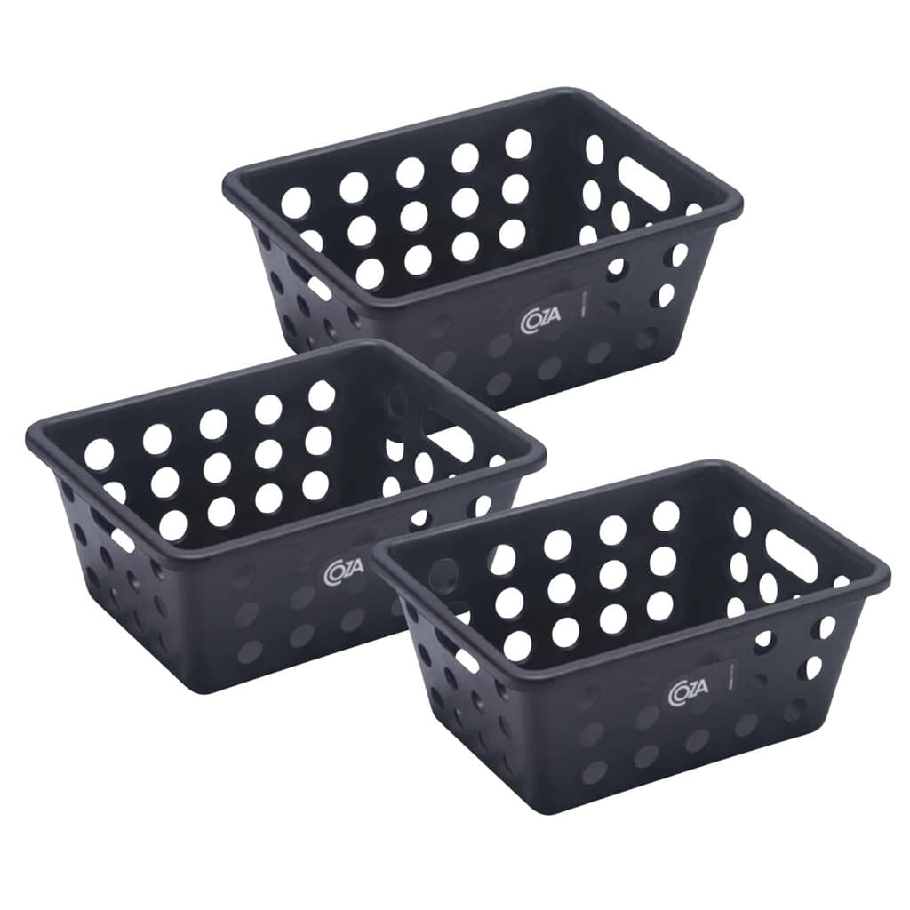 Kit 3 Cestas Organizadoras Pequenas Coza One Brinox Polipropileno 18x14x8cm Preto