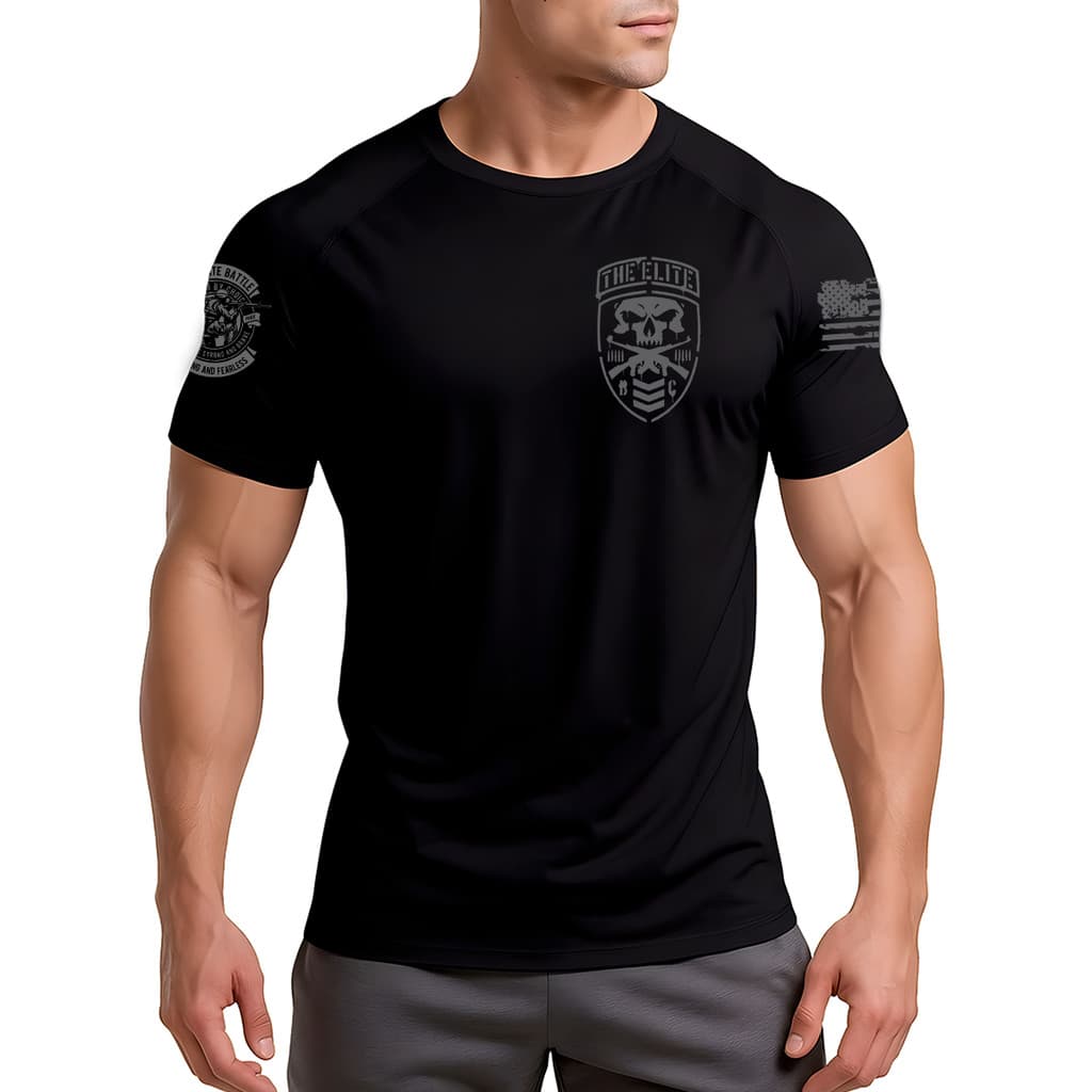 Camiseta Dry Fit Masculina P/Treino Caveira Elite Militar Muscle Fit