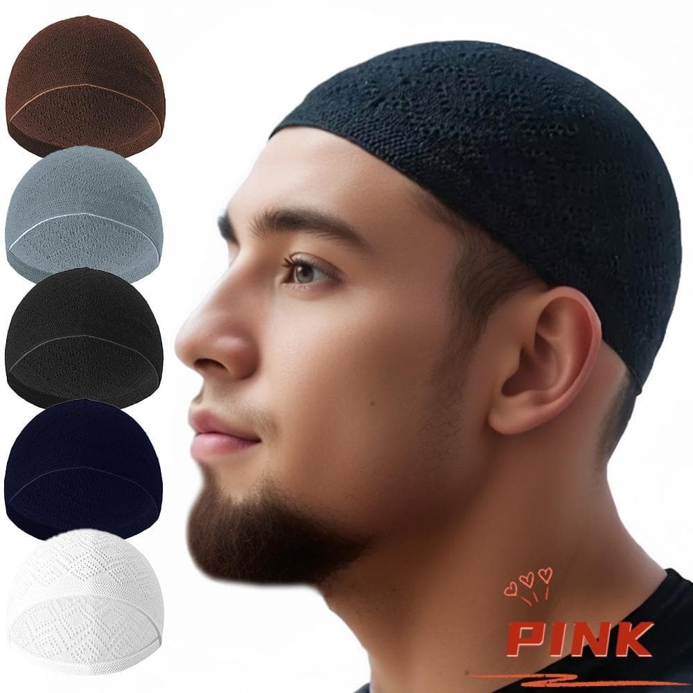 PINK1 Gorro De Malha , Chapéus De Oração Masculinos Unissex De Cor Sólida , Bonés De Cabeça Respirável De Qualidade