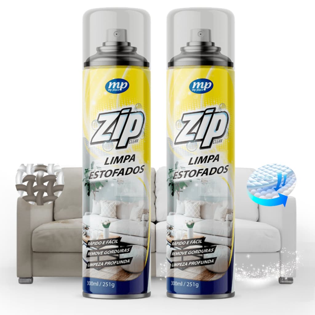 KIT 2 Limpa Estofados Zip 300ml spray higienizador manchas odores gorduras sofá tapete automotivo