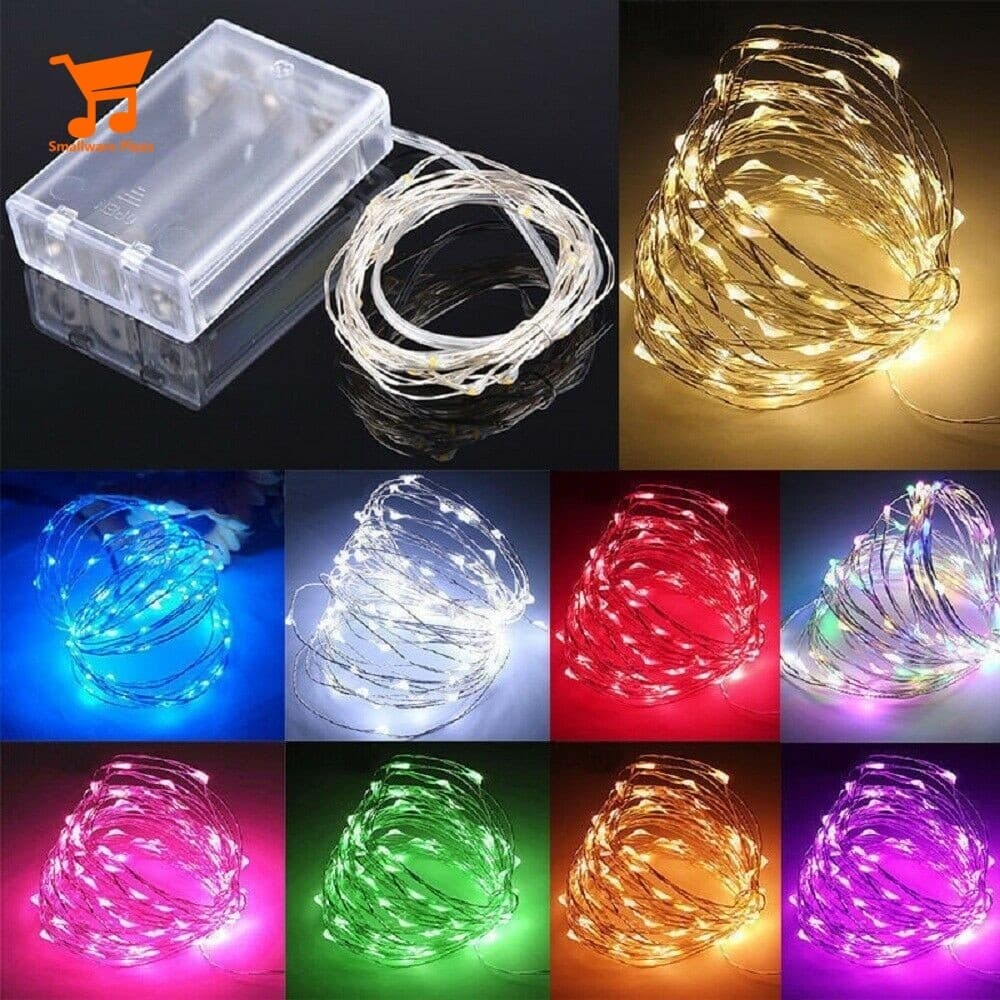 20/50/100 LEDs Mini LED A Pilhas Luzes De Fadas De Corda De Fio De Cobre