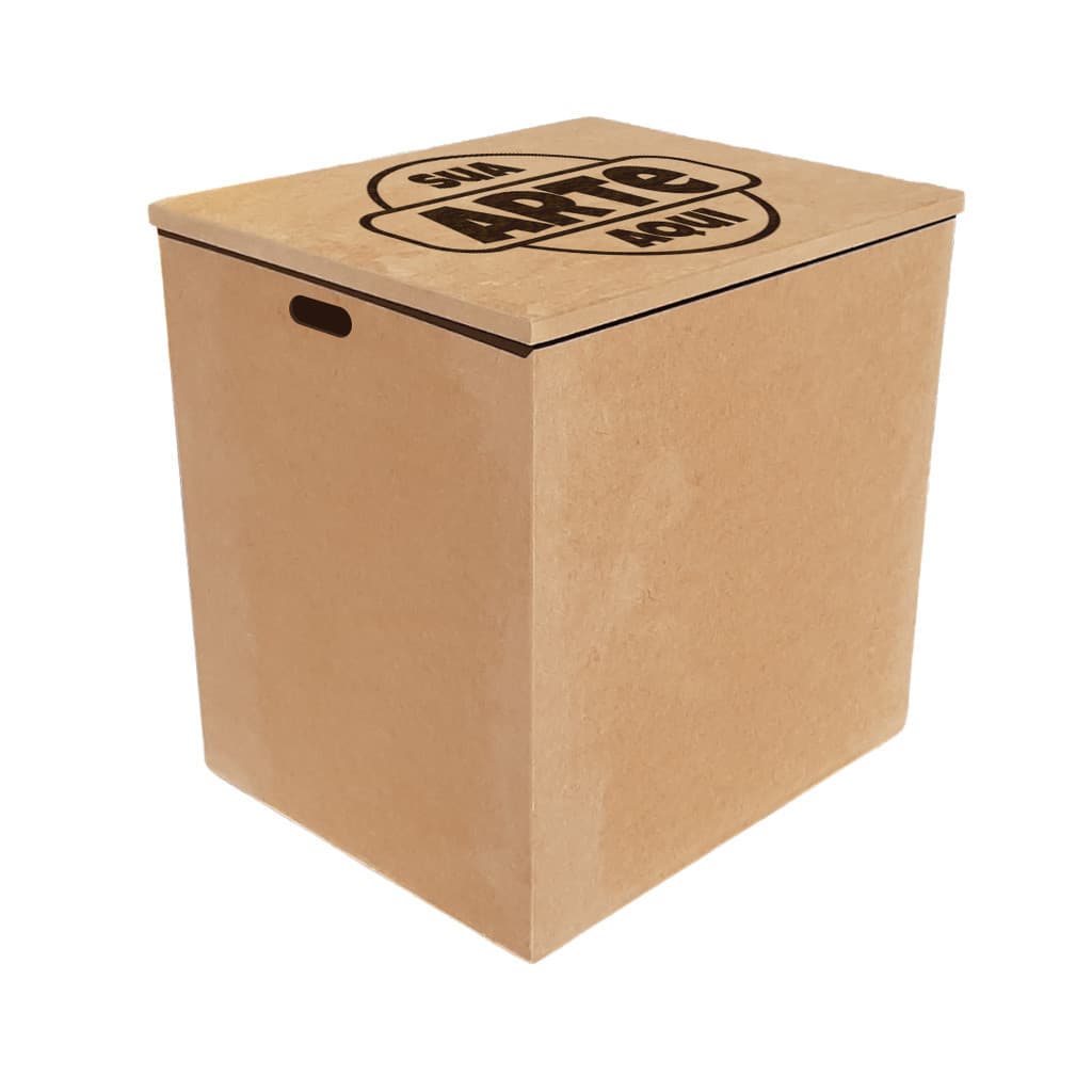 Caixa Retangular Grande com Alça Tampa Sapato Gravada Laser 52x43x53 Mdf 4mm Madeira