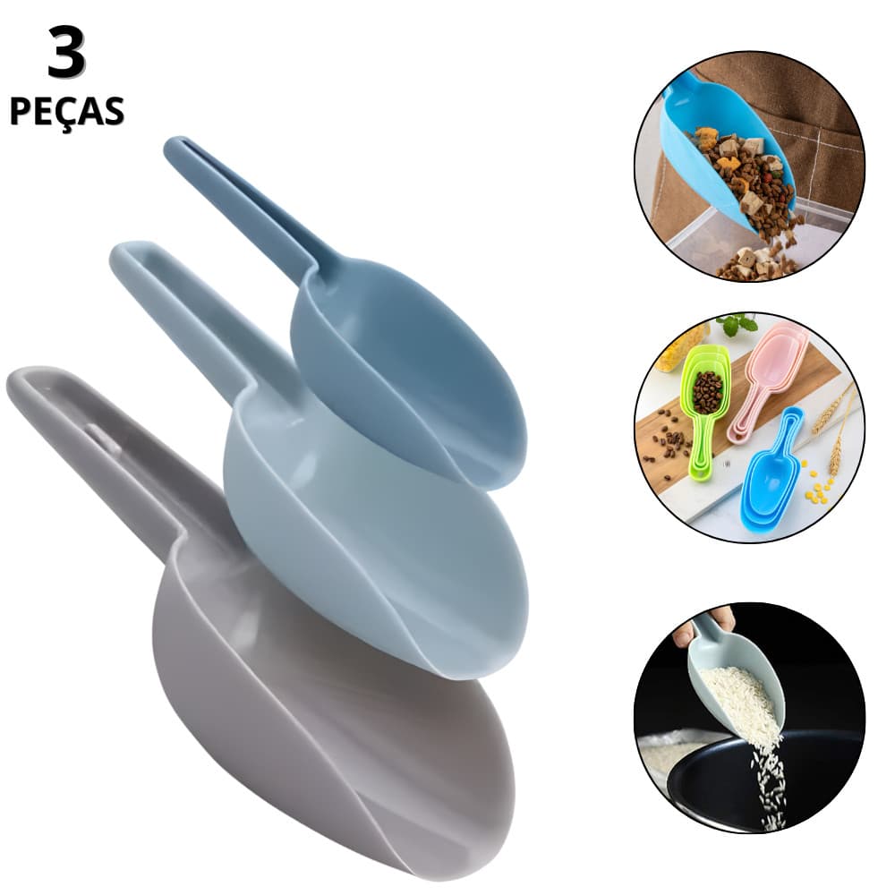 Colher Medidora De Cozinha Kit Colheres Conjunto Medidor Concha Dosadora 3 Peças Grãos Grão