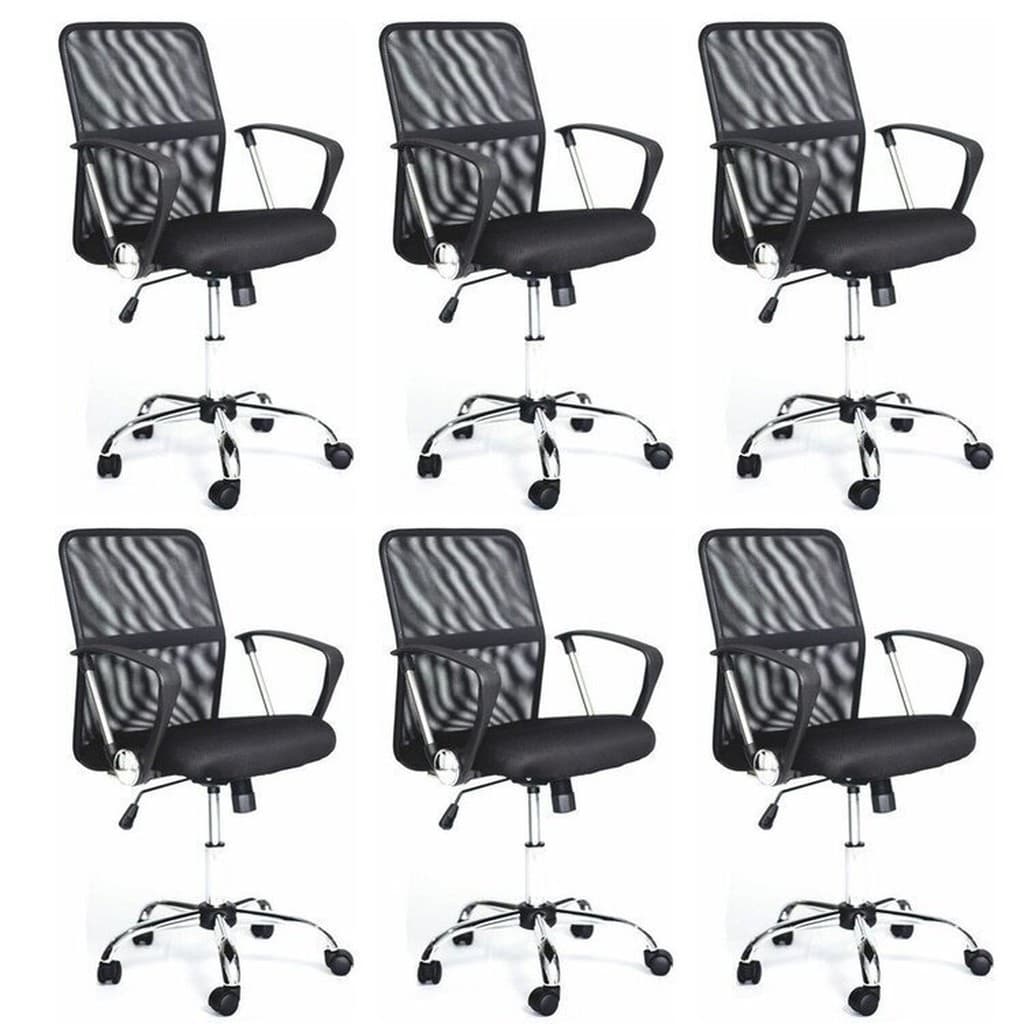 Kit 6 Cadeiras de Escritório Diretor Tela Mesh Comfort Preto Cadeira Diretor