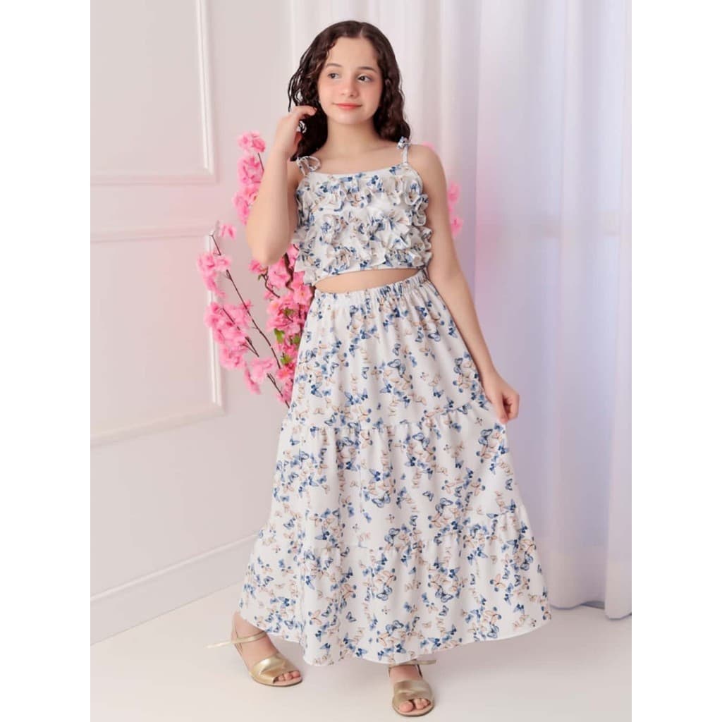 Conjunto Infantil Milly em Crepe - Saia Longa e Cropped: A Magia da Infância com Estilo!