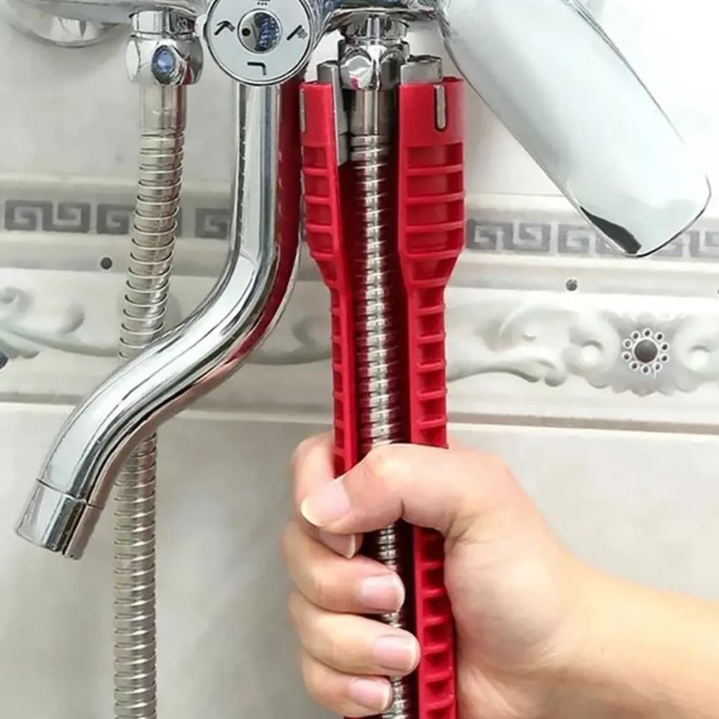 Chave Hidraulica Para Apertar Cano Pia Trocar Torneiras Grifo Instalador Hidráulico 8x1 Multiuso