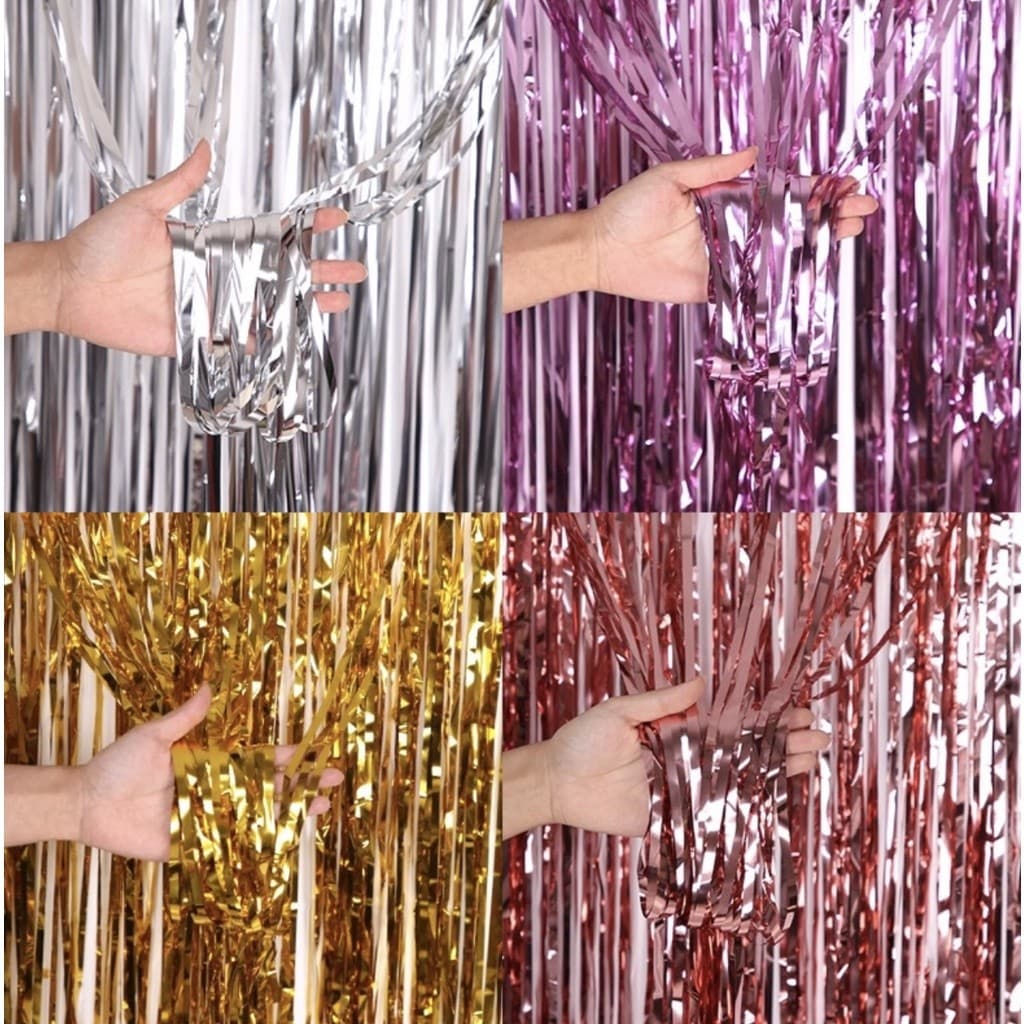 Kit 10/ Kit 20 Cortina Metalizado para Festa 1mx2m painel decoração fita metalizada/