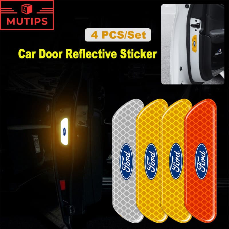 4 Unidades Adesivo Reflexivo Para Porta De Carro Ford Aviso Visão Noturna Adesivos De Arco-Íris Luminosos De Segurança Ranger Ka Focus mk2 Novo Fiesta Fusion Ecosport Edge Território