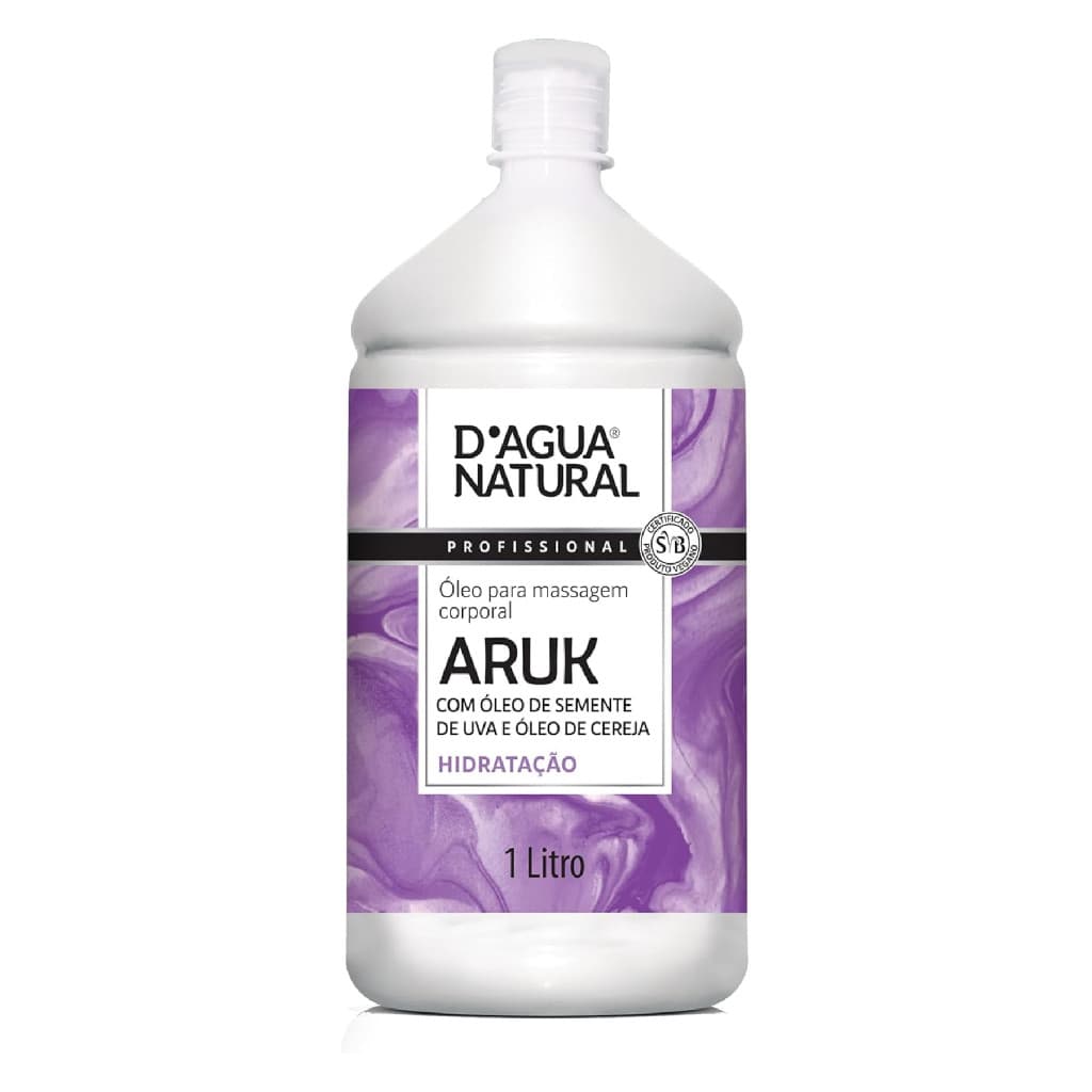 D'agua Natural Óleo Corporal de Semente de Uva e Cereja 1L para Massagem