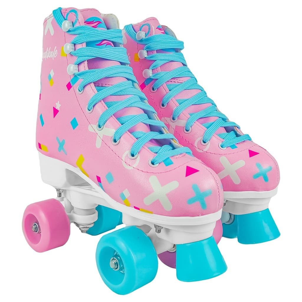 Patins Quad Infantil 4 Rodas Roller Retro Adulto Juvenil 36 38 40 Rosa E Azul - Unitoys