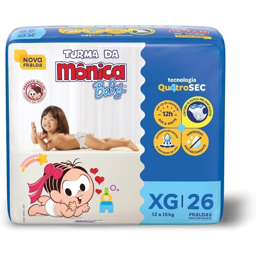 FRALDAS DESCARTAVEIS TURMA MONICA ECONOMICA EG COM 26 UNIDADES